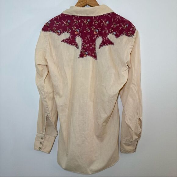 Vintage 70s H Bar C Ranchwear Western Shirt Sz M/L? Pearl Snap Up Floral - Picture 3 of 12